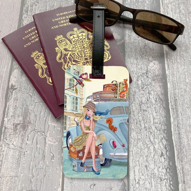 Férias Girl Viagem Paris | Etiqueta de bagagem (Vacation Girl Travel Paris | Luggage Tag)