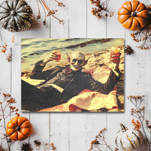 Férias Retrô de Praia de Vampiro Cartão Postal de