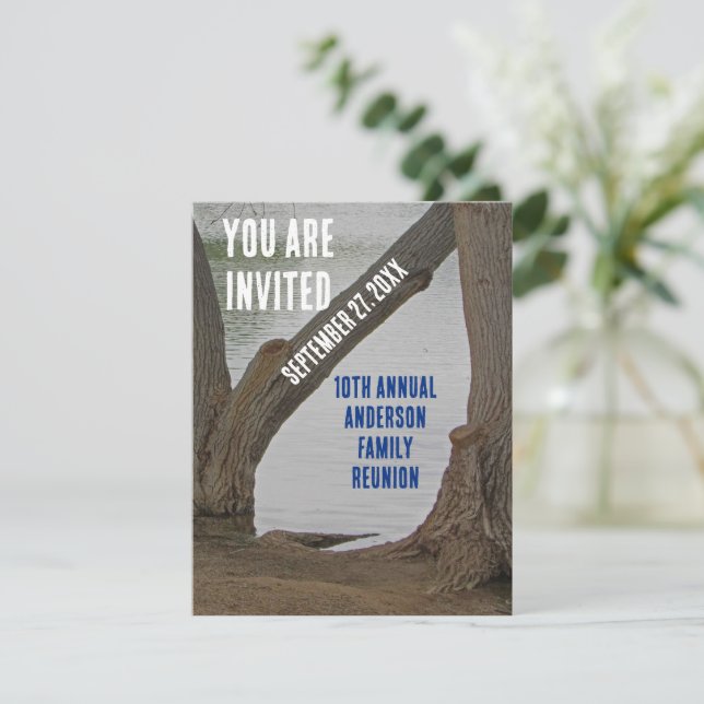 Férias Rustic Lake Convite à Reunião Familiar (Em pé/Frente)
