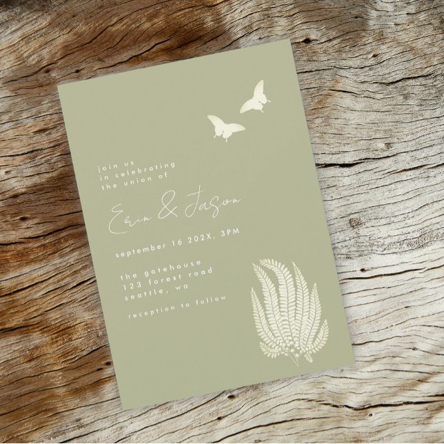 Fern & Butterflies | Convite Para Casamento (Criador carregado)