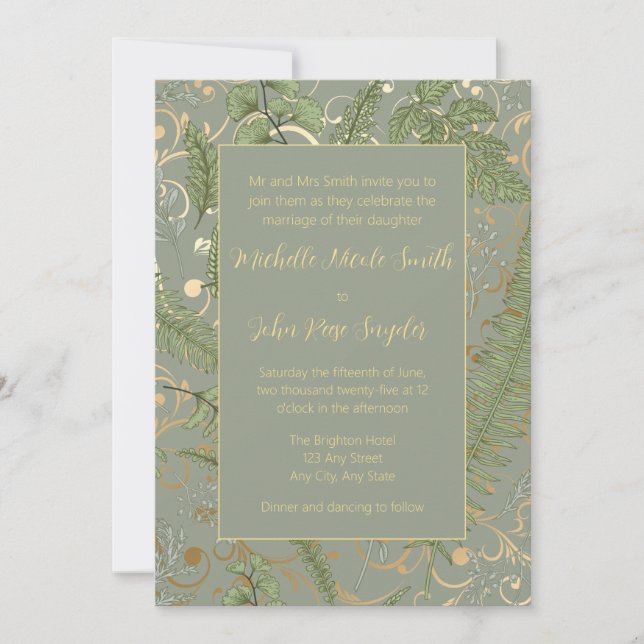 Fern Floral Pattern Convite (Frente)