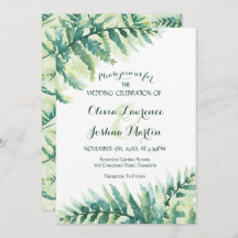 Fern Greenery Watercolor Convite para Casamento