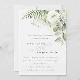 Fern Greenery White Floral Casais Chá Convite