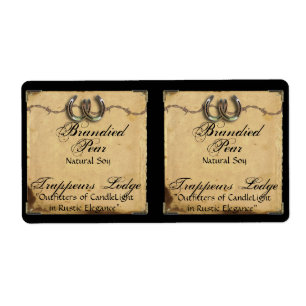 Ferraduras na etiqueta da vela do pergaminho