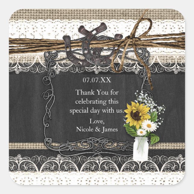 Ferraduras Rústicas & Flores Adesivos Country (Frente)