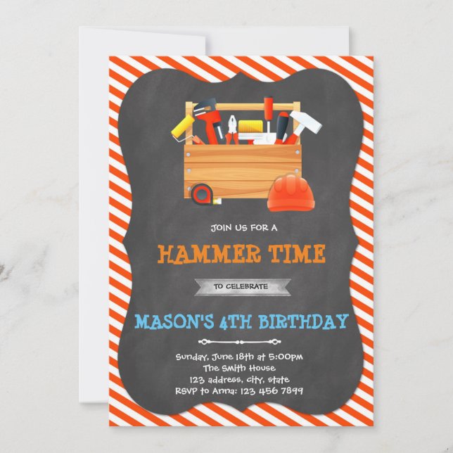 Ferramentas Convite de aniversário para garoto (Frente)