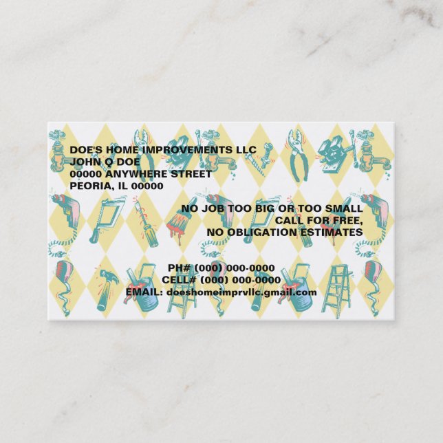 FERRAMENTAS DOS CARTÕES DE VISITAS DE COMÉRCIO DA (Frente)