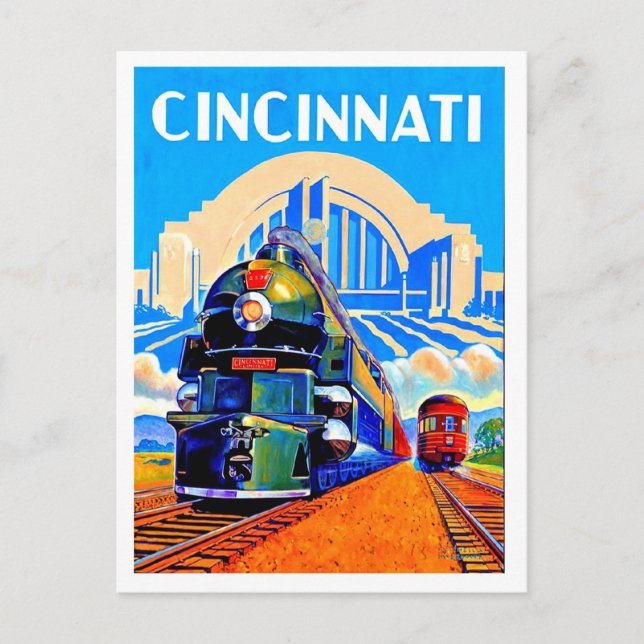 Ferrovia de Cincinnati, trens, cartão postal de vi (Frente)