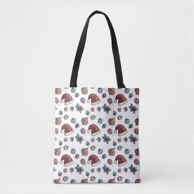 FesfesSanta Hat e Kandy Tote de Natal (Frente)
