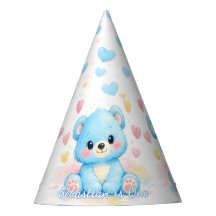 Bebês Ursos Azuis Fofos Chapéu de Aniversário Past