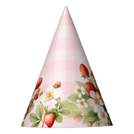 Festa Chapéu cor-de-rosa com gingham de morango