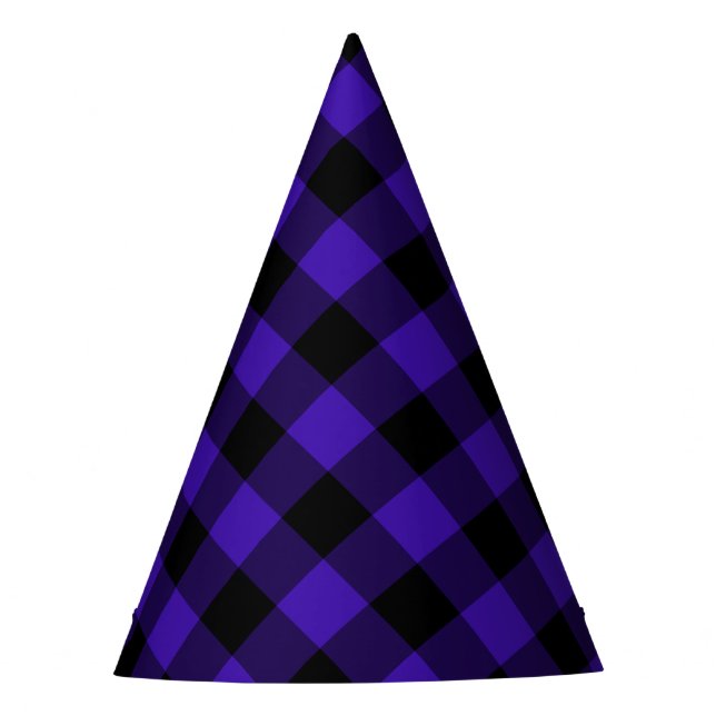 Festa Chapéu da Parte de Verificação Azul Negro (Frente)