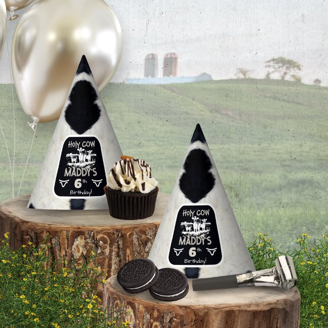 Festa Chapéu de Aniversário Vaca Sagrada Estampa de Anim (Criador carregado)
