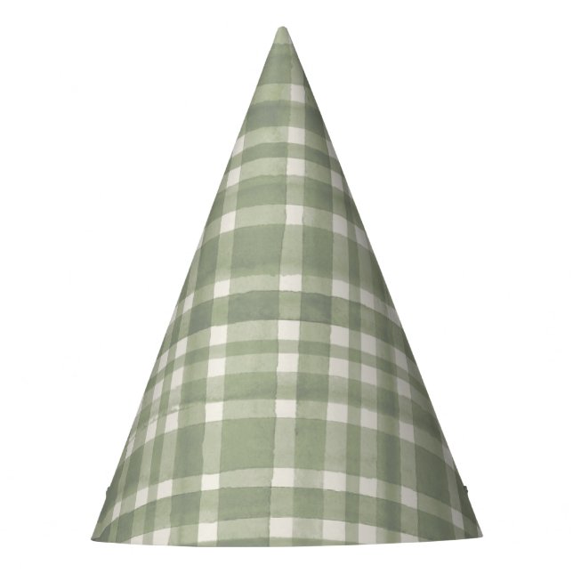 Festa Chapéu de Aniversário Xadrez Verde de Gingham em A (Frente)