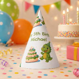 Festa Chapéu de papel de aniversário de dinossauro perso