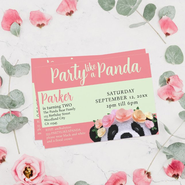 Festa como um convite de aniversário de uma garota (Party like a Panda! (all the best parties have a panda) Just add your details)