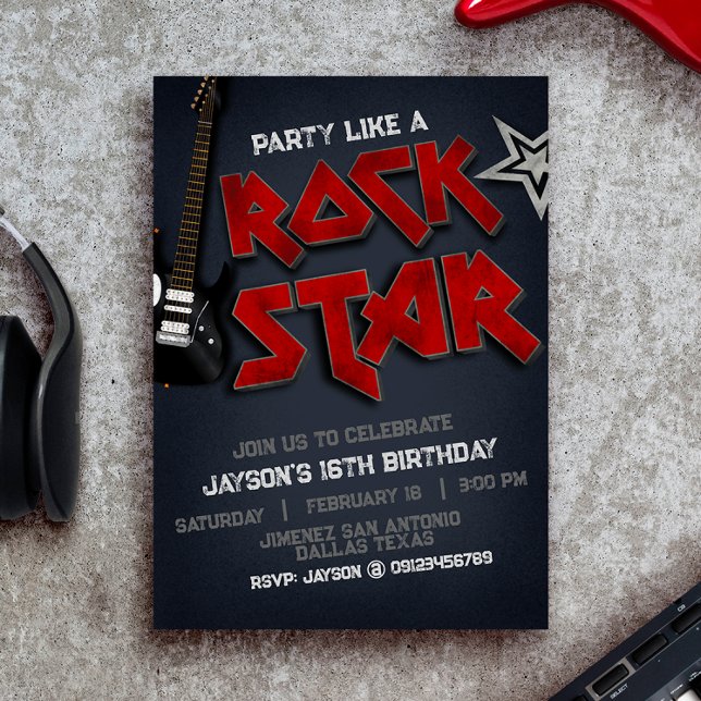 Festa Como um Convite Rockstar (Party Like a Rockstar Invitation)