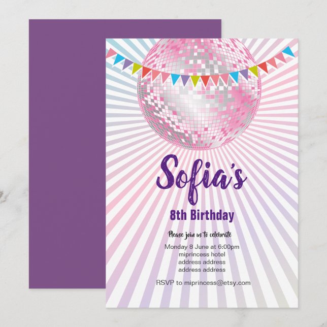 festa da discoteca, brilho, dança, convite de fest (Frente/Verso)