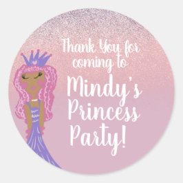 Festa da Princesa Fofa Doodle Adesivo Redondo Clás