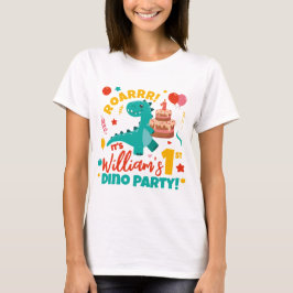 Festa de 1º Aniversário Dino Colorida Camisa Femin