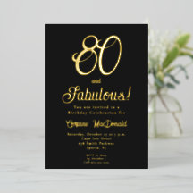 Festa de 80 Anos Fabulosa Preto com Folha Dourada