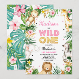 Festa de Animais Safari no Convite de Aniversário