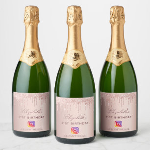 Festa de aniversário azul rosa dourada Instagram f