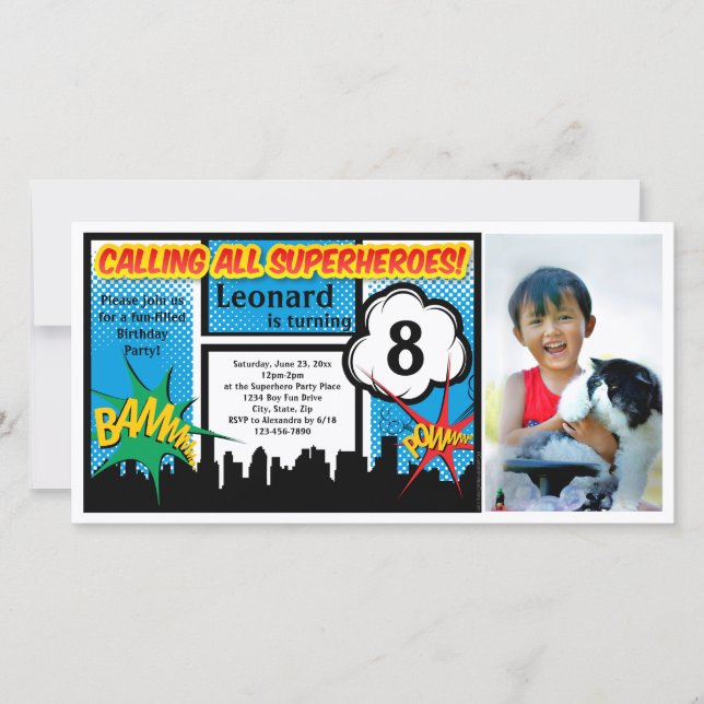 Festa de aniversário Colorida de Comic Boy Super H (Frente)