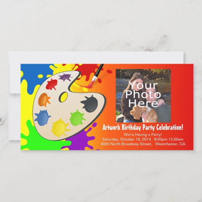 Festa de aniversário Colorida de Pintura Paleta de (Frente)