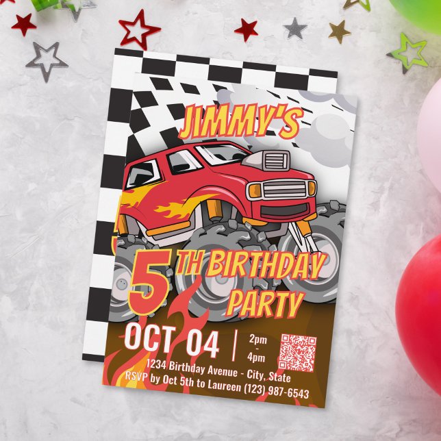 Festa de Aniversário com Código QR de Caminhão Mon (Criador carregado)
