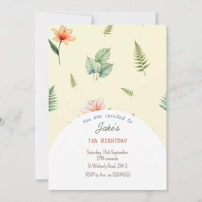 Festa de aniversário com convite de dinossauros fo (Frente)