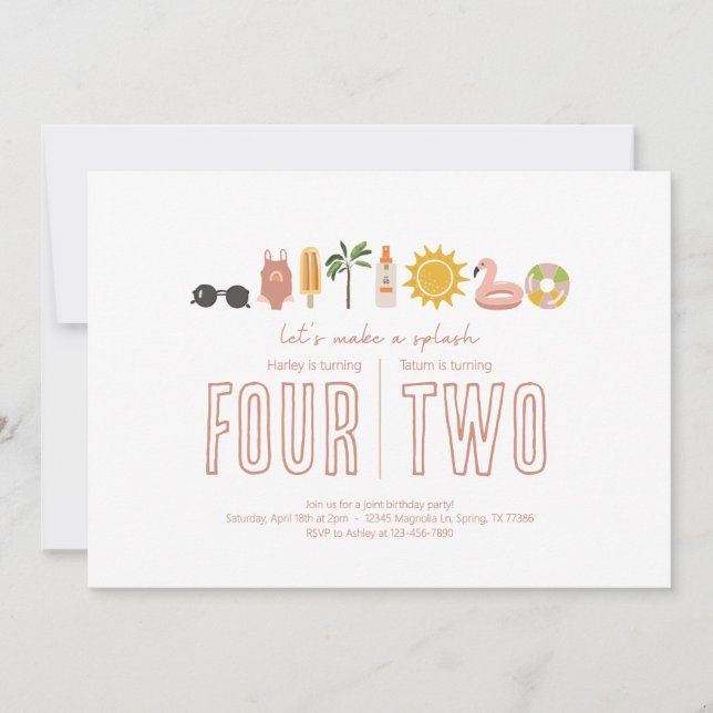 Festa de aniversário Conjunta - Convite à Verão (Frente)