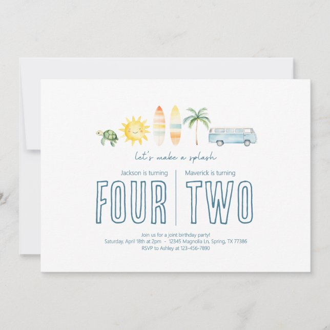 Festa de aniversário Conjunta - Convite para Tema  (Frente)