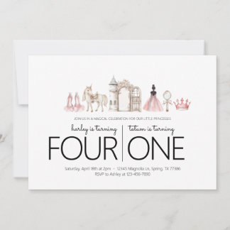 Festa de aniversário Conjunta - Convite Tema Princ