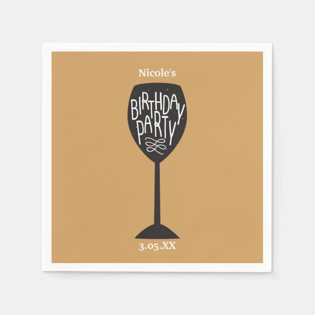 Festa de Aniversário Copo de Vinho Guardanapos de  (Frente)