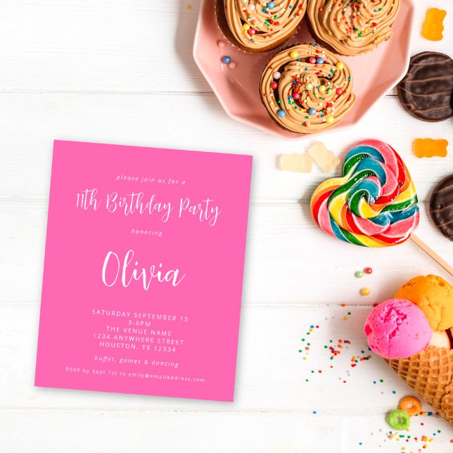 Festa de aniversário de 11 Rosa-Quente do Script d (Criador carregado)