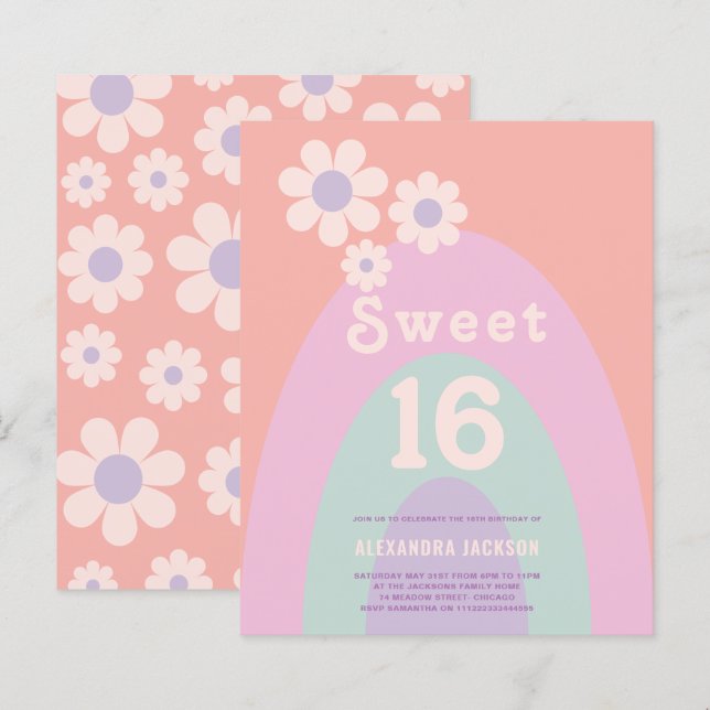 Festa de Aniversário de 16 Anos Retrô (Frente/Verso)