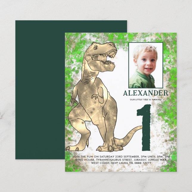 Festa de Aniversário de 1 ano da Dinosaur Jungle F (Frente/Verso)