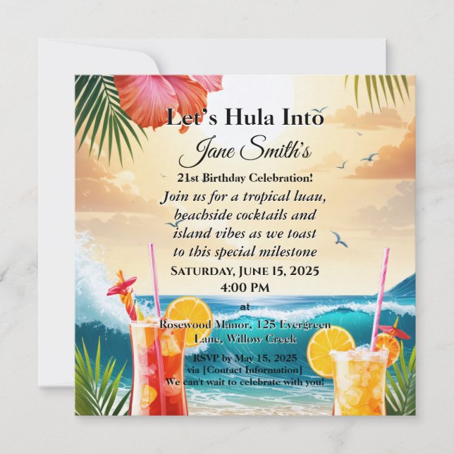 Festa de Aniversário de 21 Anos com Luau Tropical  (Frente)