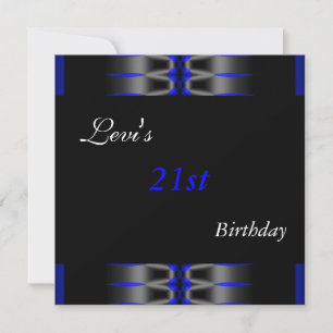 Festa de Aniversário de 21 anos Convite Preto Azul