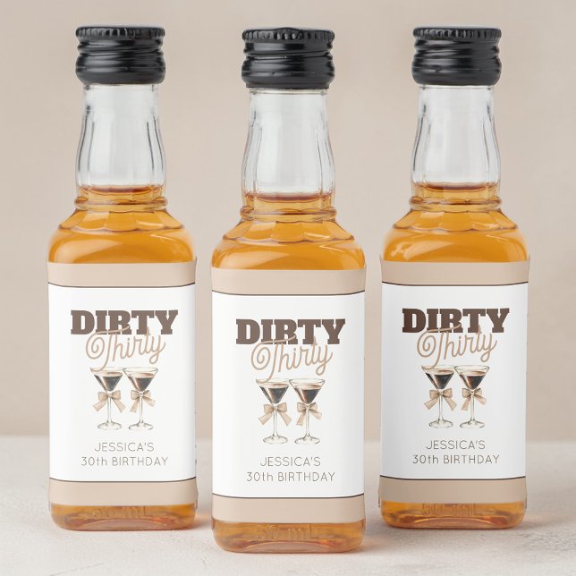 Festa de Aniversário de 30 anos com Dirty Thirty E (Dirty Thirty Espresso Martini 30th Birthday Party Liquor Bottle Label)