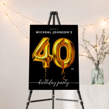 Festa de Aniversário de 40 anos com Balão Dourado 