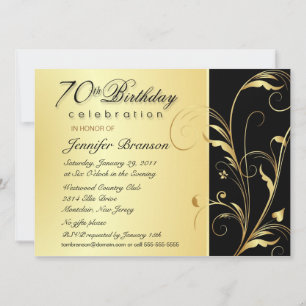 Festa de aniversário de 70 - Convite Dourado
