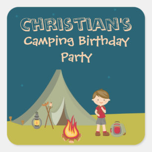 Festa de aniversário de acampamento, autocolantes