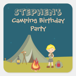 Festa de aniversário de acampamento, autocolantes 