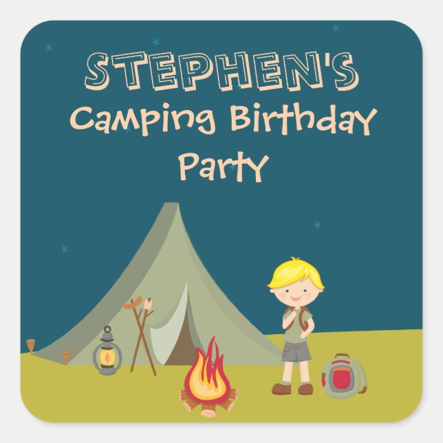 Festa de aniversário de acampamento, autocolantes  (Frente)