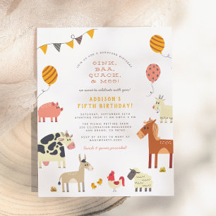Festa de aniversário De Animais Da Fazenda Baa Qua
