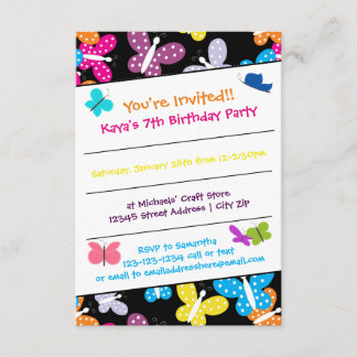 Festa de aniversário de borboletas - Convite 3x5