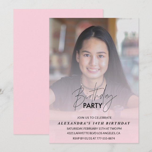 Festa de aniversário de convite para 14 de anivers (Frente/Verso)