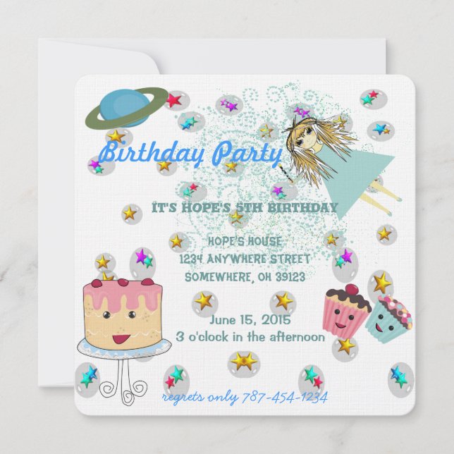 Festa de aniversário de Convite para Dias Mágicos  (Frente)